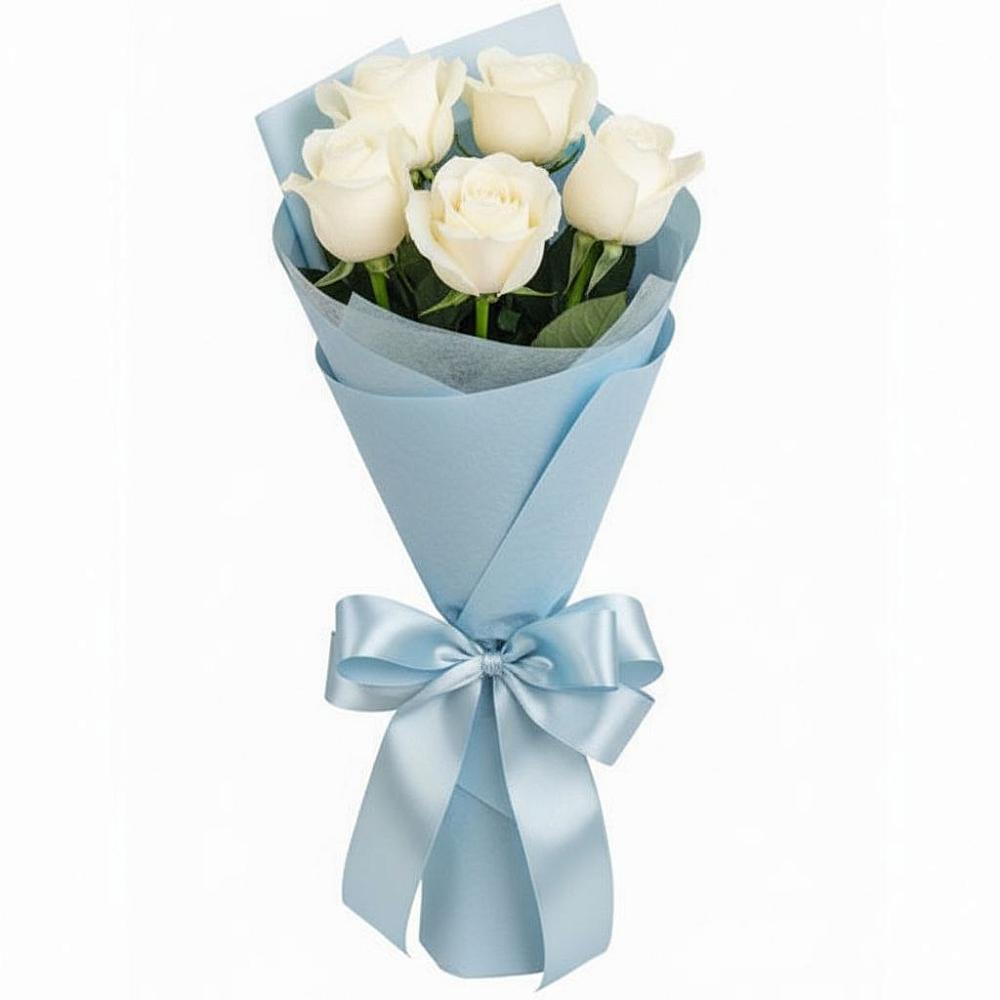 Букет 5 Белых роз Проуд в Пангодах
