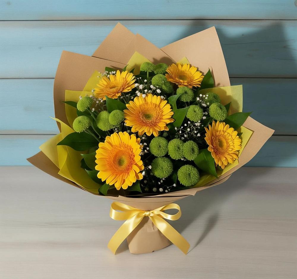 Букет цветов из: Герберы и Хризантемы в Пангодах
