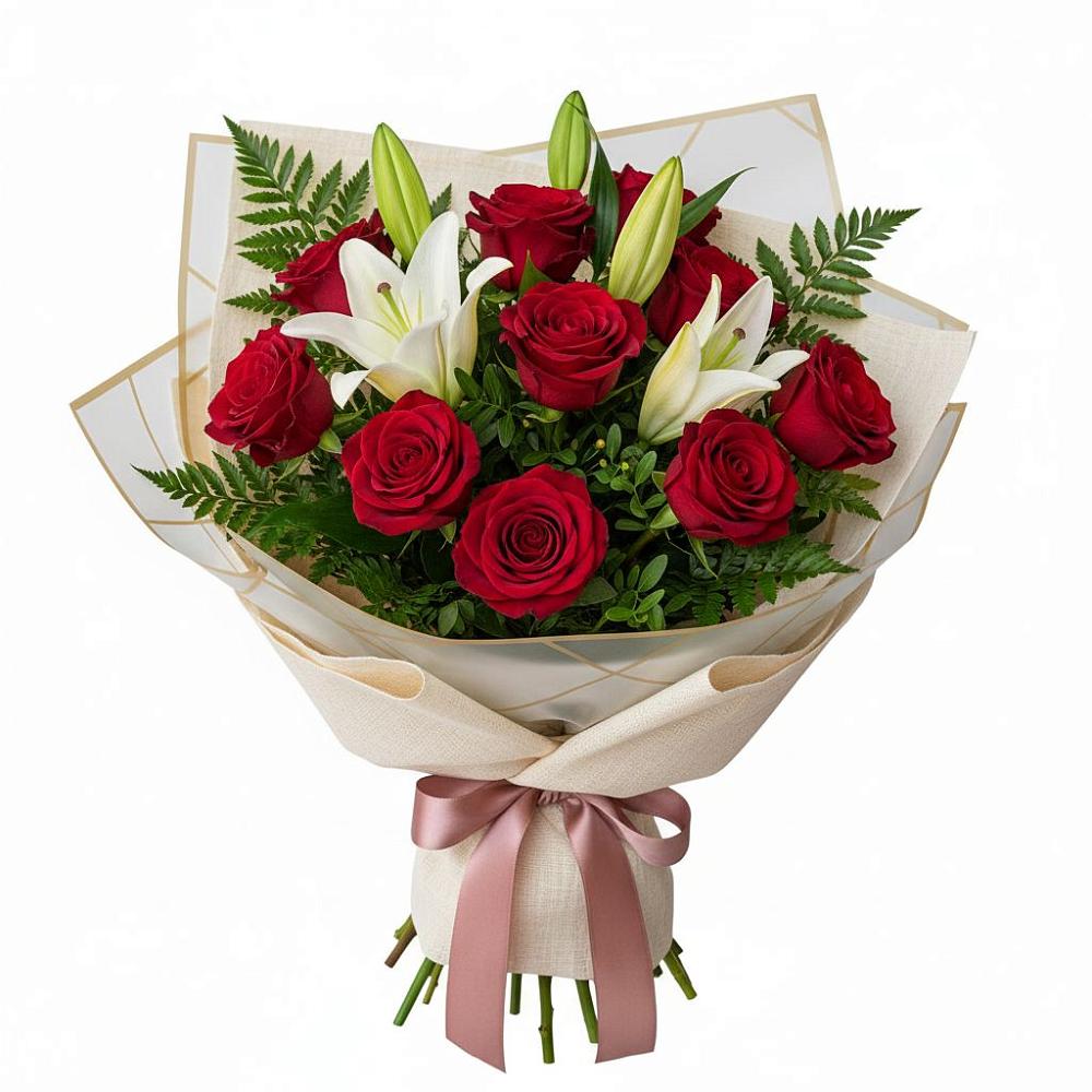 Букет цветов из: Лилии и Розы в Пангодах