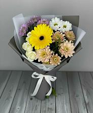 Букет цветов из:  Розы, Герберы и Хризантемы #REPLACE_PRED# Пангодах