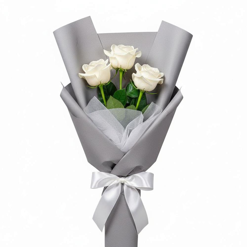 Букет 3 белые розы в Пангодах