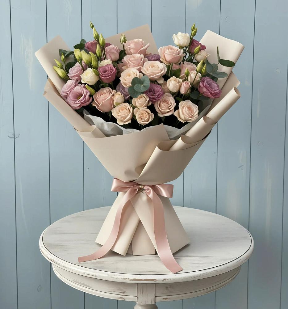 Букет цветов из: Розы и Лизиантусы в Пангодах