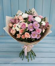 Букет цветов из:  Хризантемы, Розы и Альстромерии в Пангодах