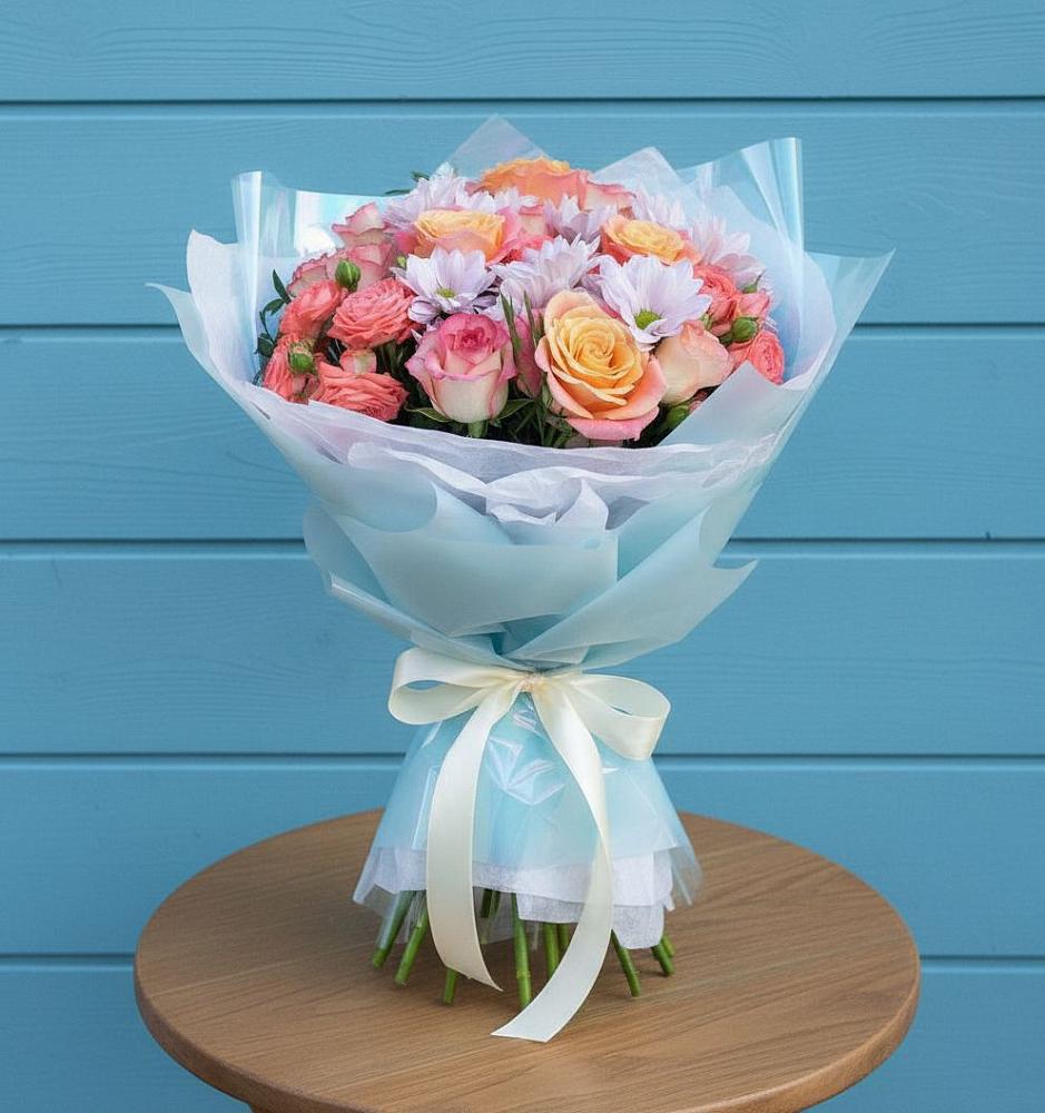 Букет цветов из: Хризантемы и Розы в Пангодах